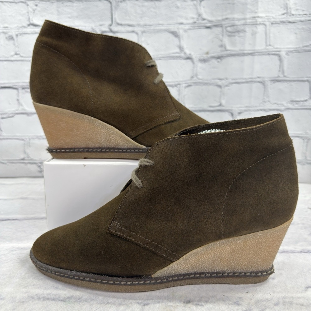 J.Crew‎ Boots Women's 11 MacAlister Suede Wedge Olive Casual Lace Up 28671